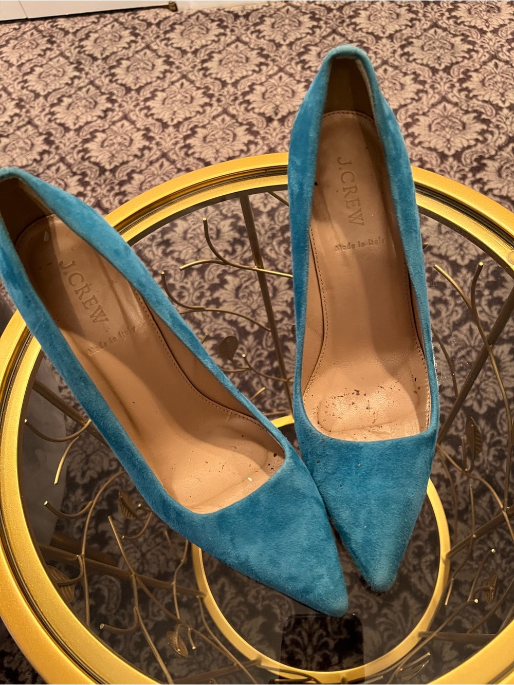 J. Crew Turquoise Suede Pointed-Toe Pumps